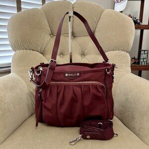 Auth MZ WALLACE Iconic Bedford Nikki Wine Nylon Satchel Crossbody Bag